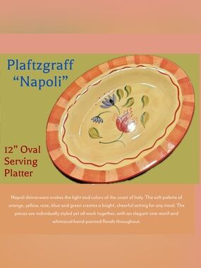 Pfaltzgraff "Napoli" Hand Painted Oval Serving Platter 12”